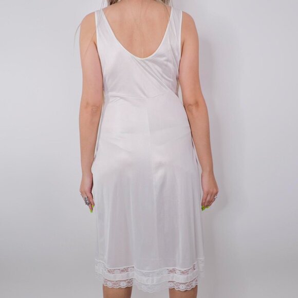 VINTAGE BRIDAL HONEYMOON WHITE MAXI SLIP DRESS - Picture 5 of 8